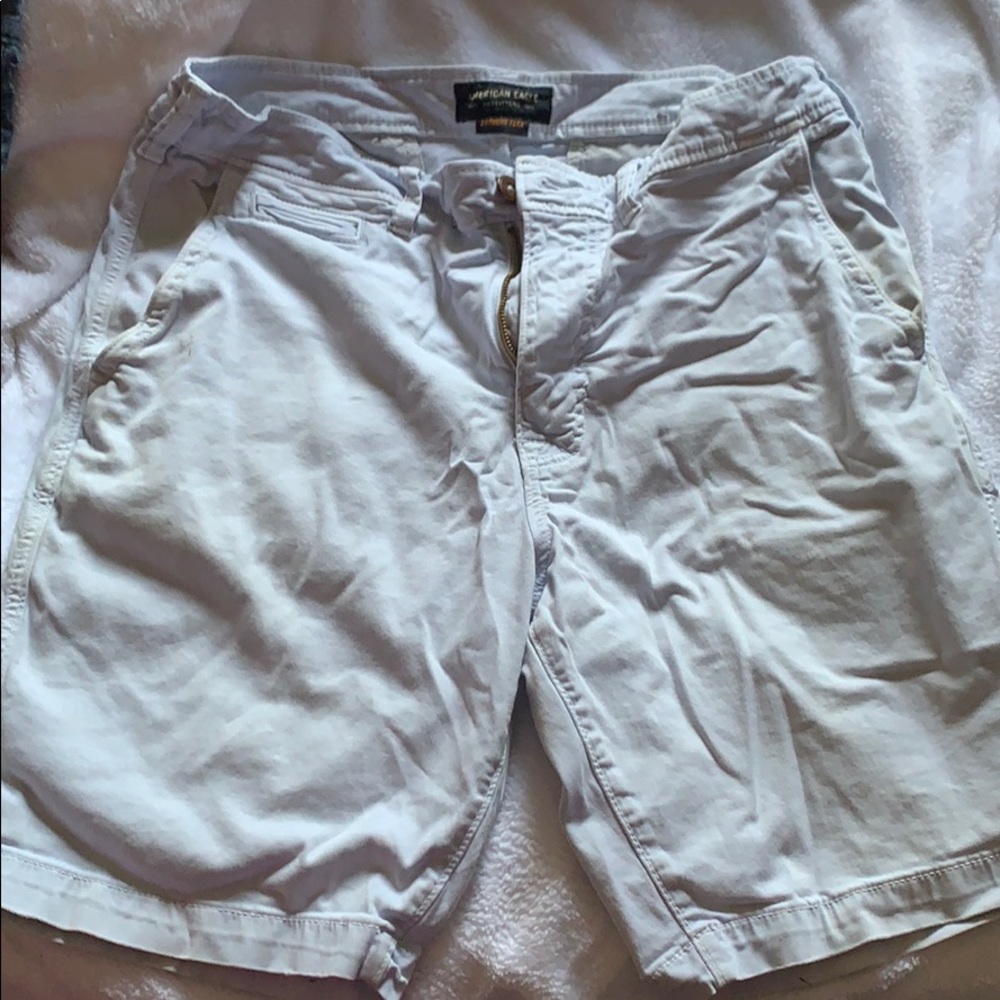 Flat front shorts.